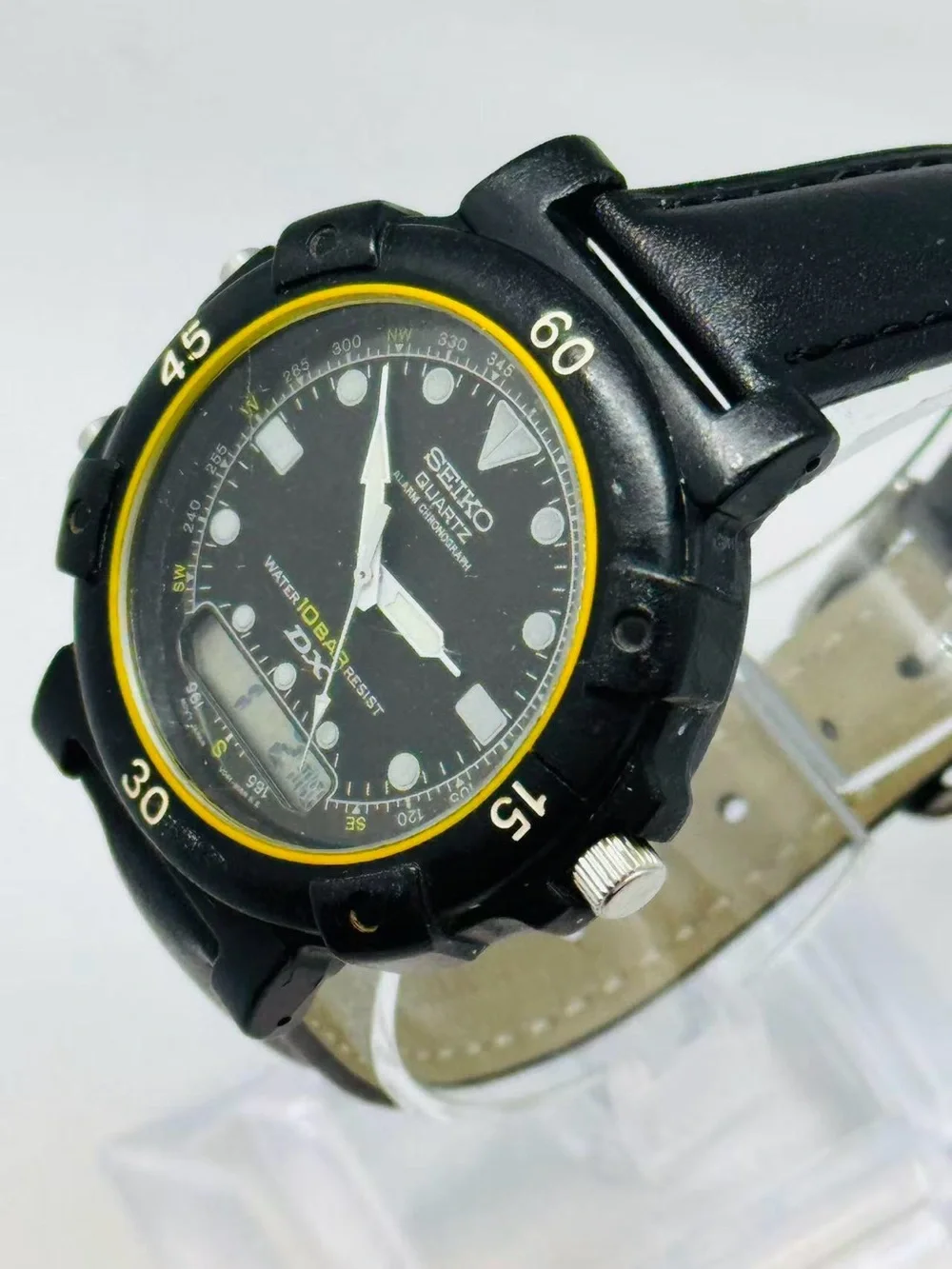 Vintage Seiko Quartz Alarm Chronograph Men’s Watch 39mm New Battery Works